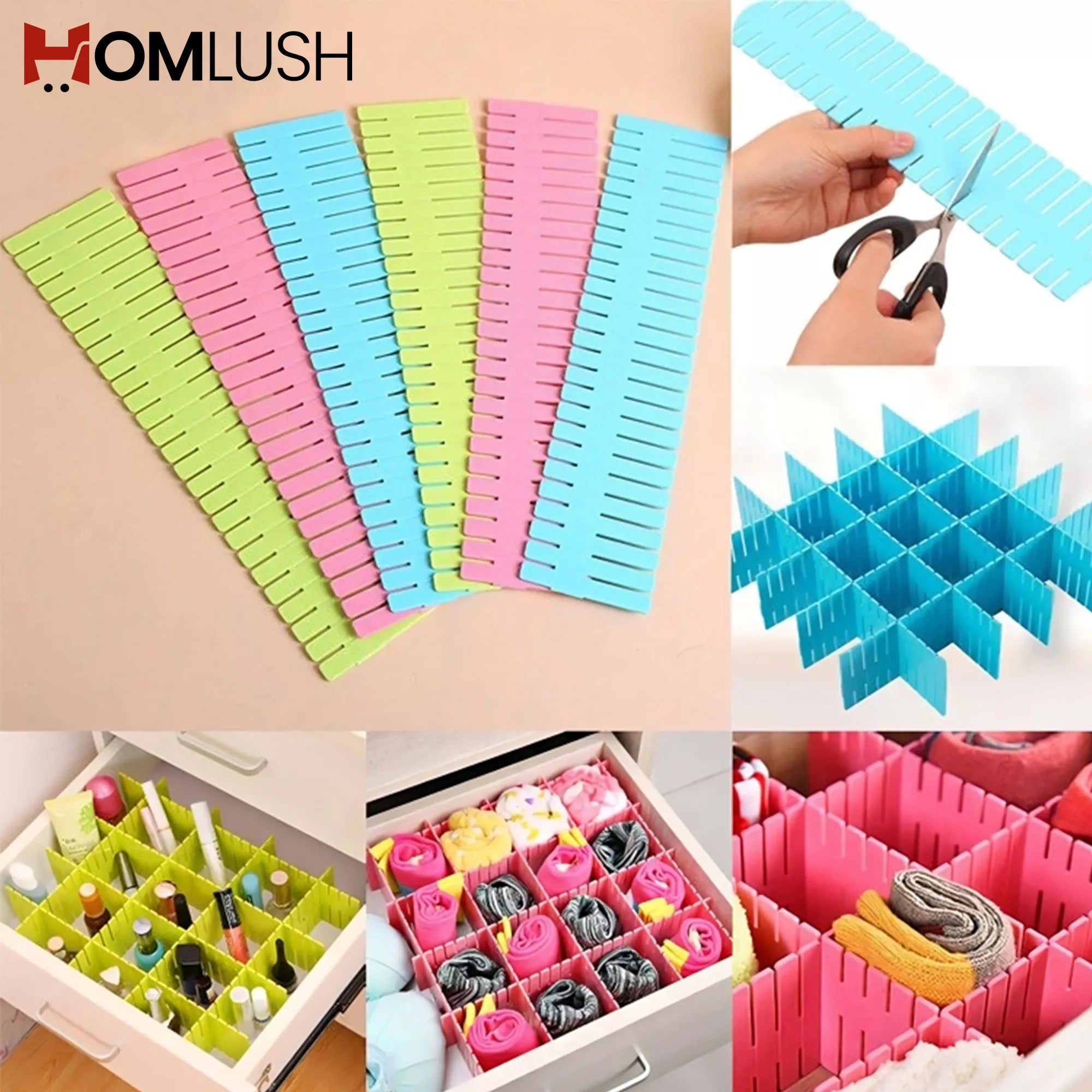 12 Pcs Adjustable Drawer Dividers Organizer