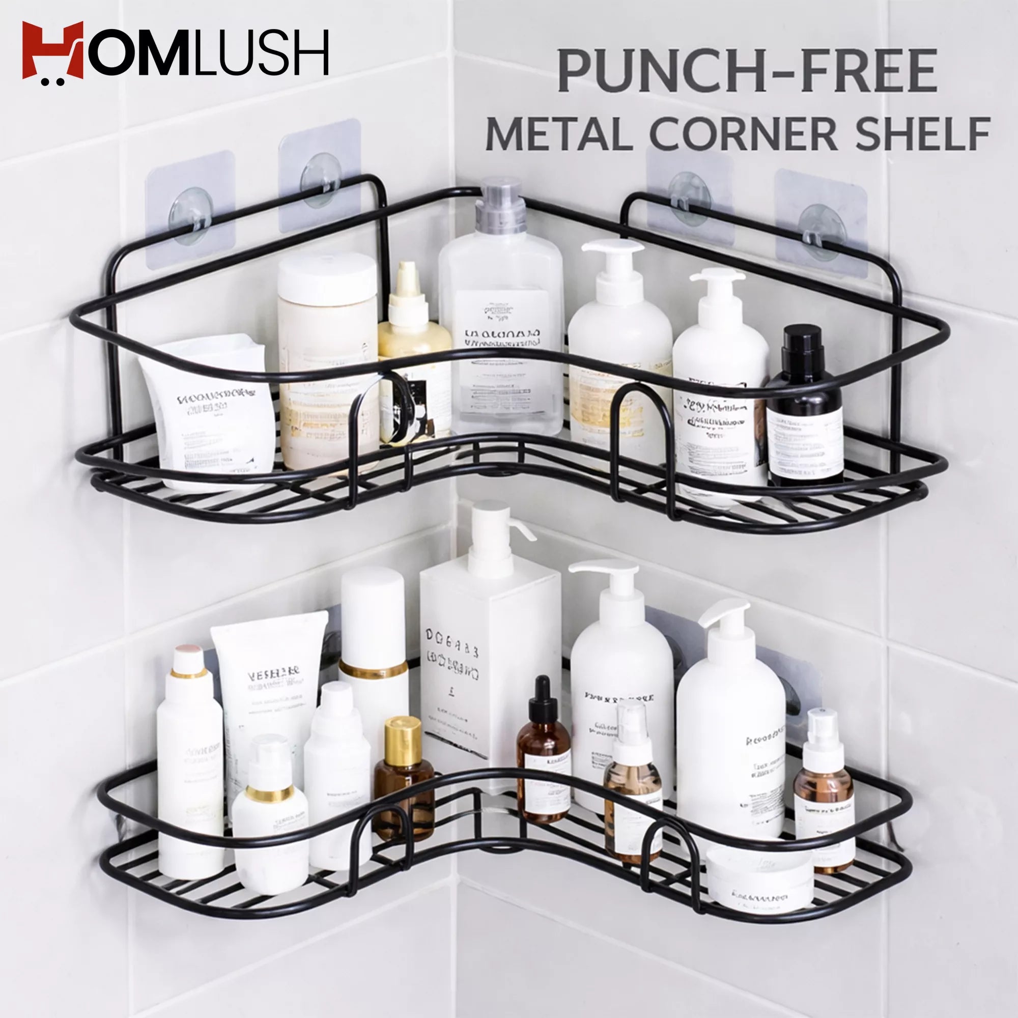 Bathroom Corner Shelf – Punch Free Shower Rack