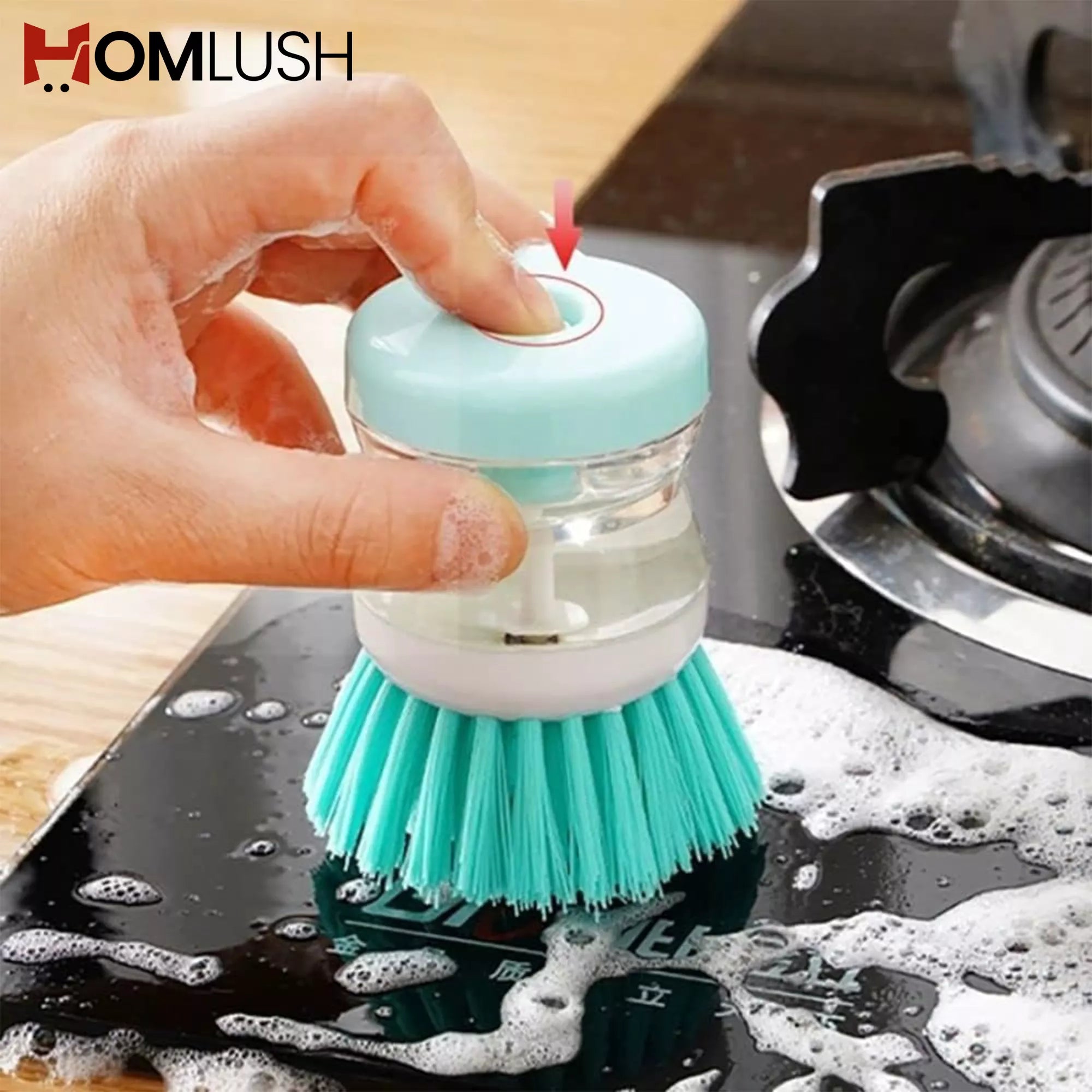 Kitchen Soap Dispensing Brush with Scrubber