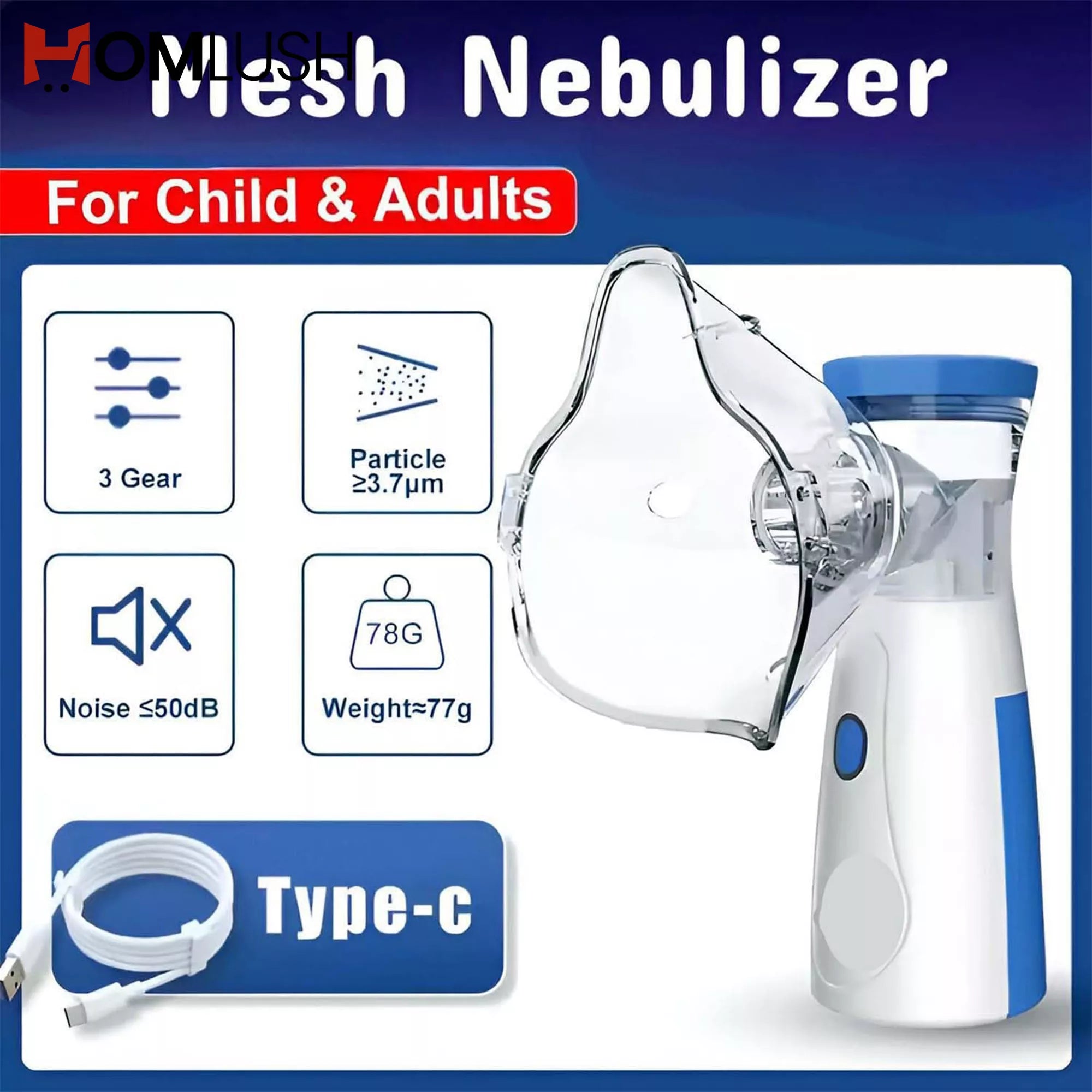 Rechargeable silent mini nebulizer inhaler