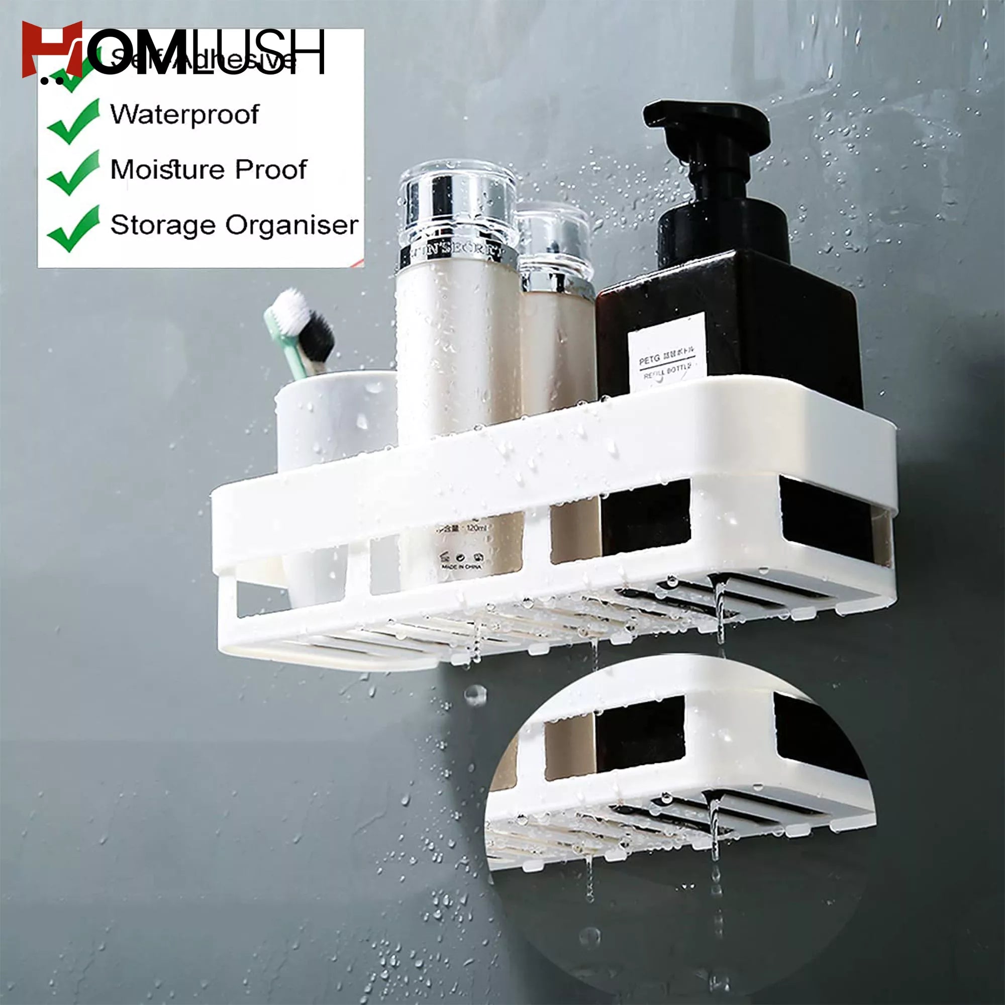 Wall Mounted Bathroom Shelf Organizer Rack