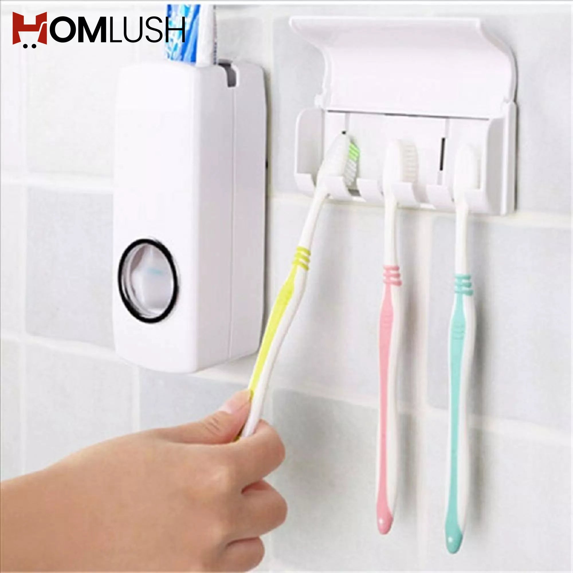 Automatic Toothpaste Dispenser with Toothbrush Holder