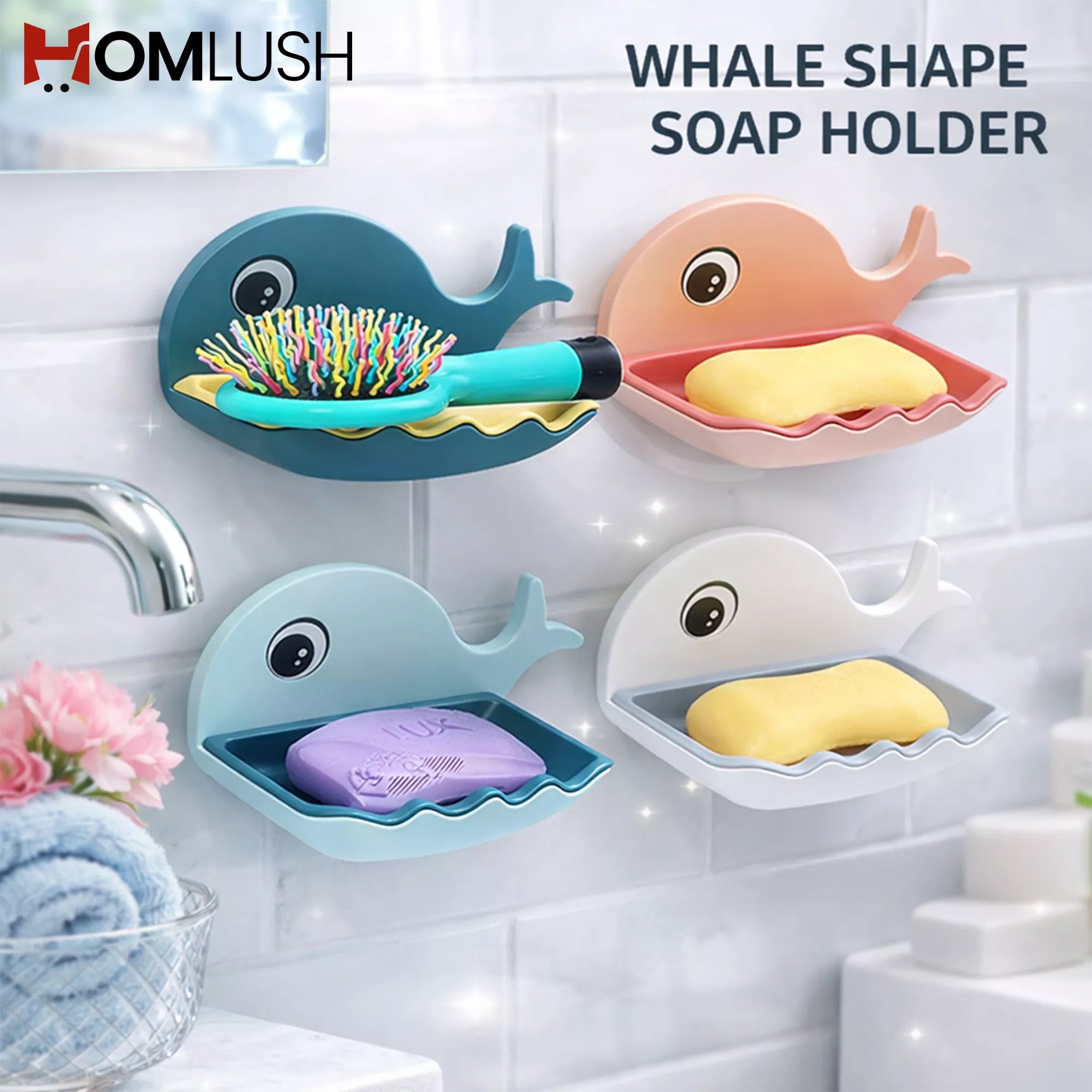Whale Shape Soap Dish – Wall Mounted Soap Holder