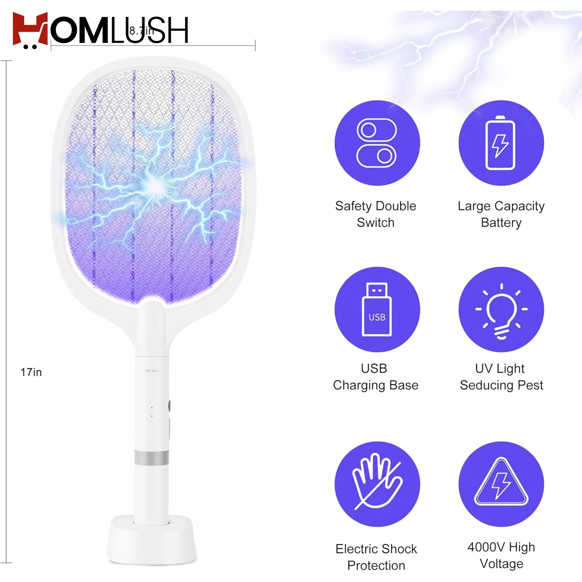 Rechargeable insect killer racket