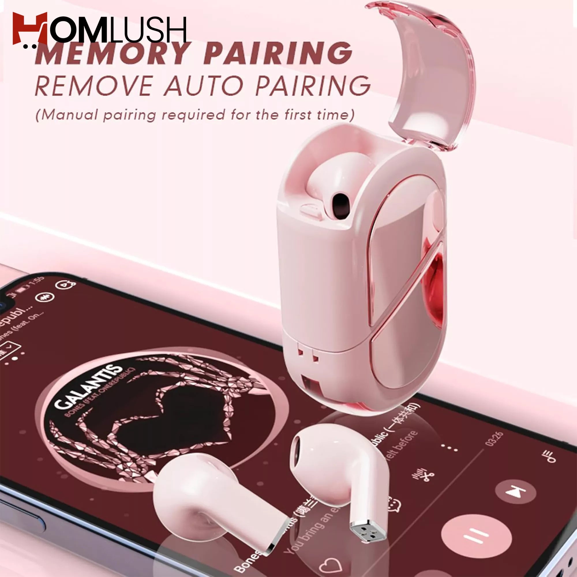 rose gold wireless earbuds with long battery life
