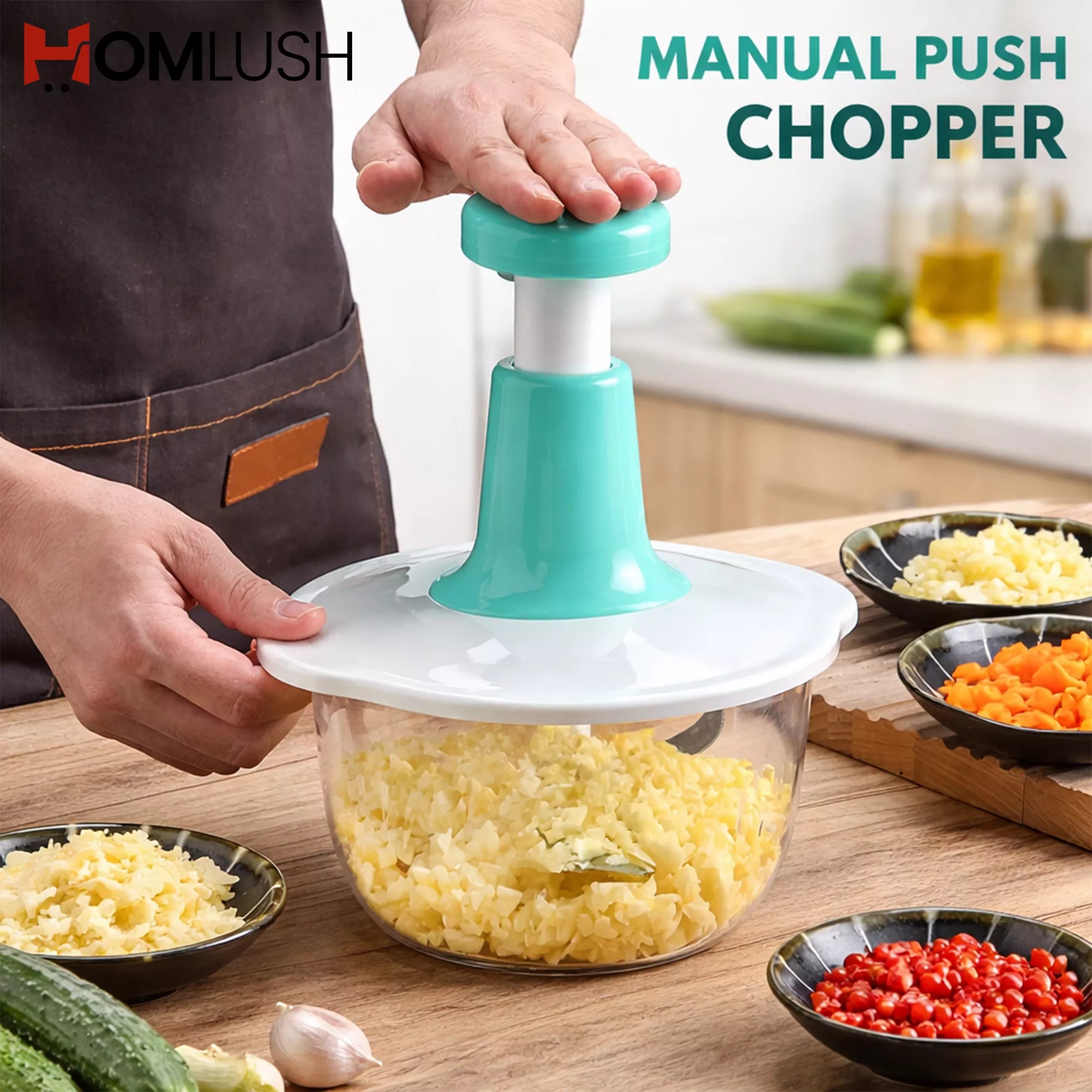 manual hand push food chopper for kitchen